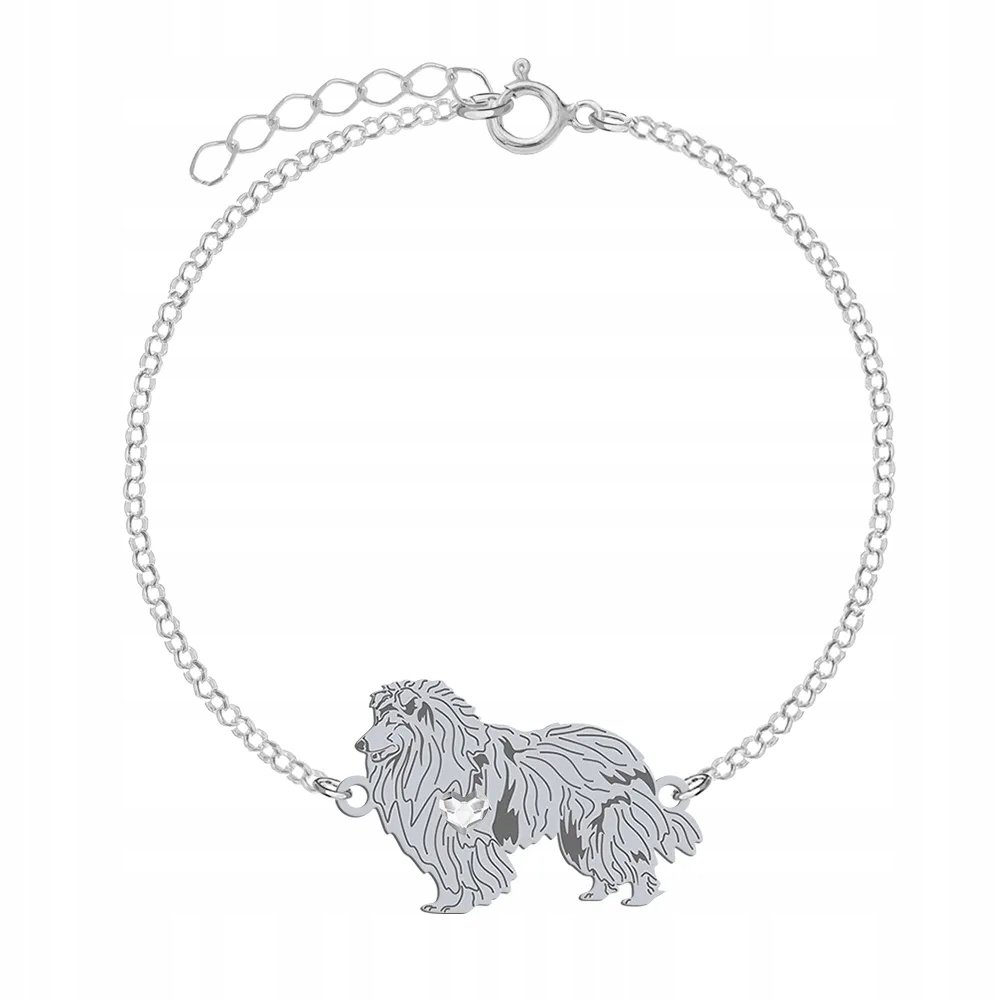 Bransoletka Srebrna z psem Owczarek Szkocki Długowłosy 925 Łańcuszek GRAWER