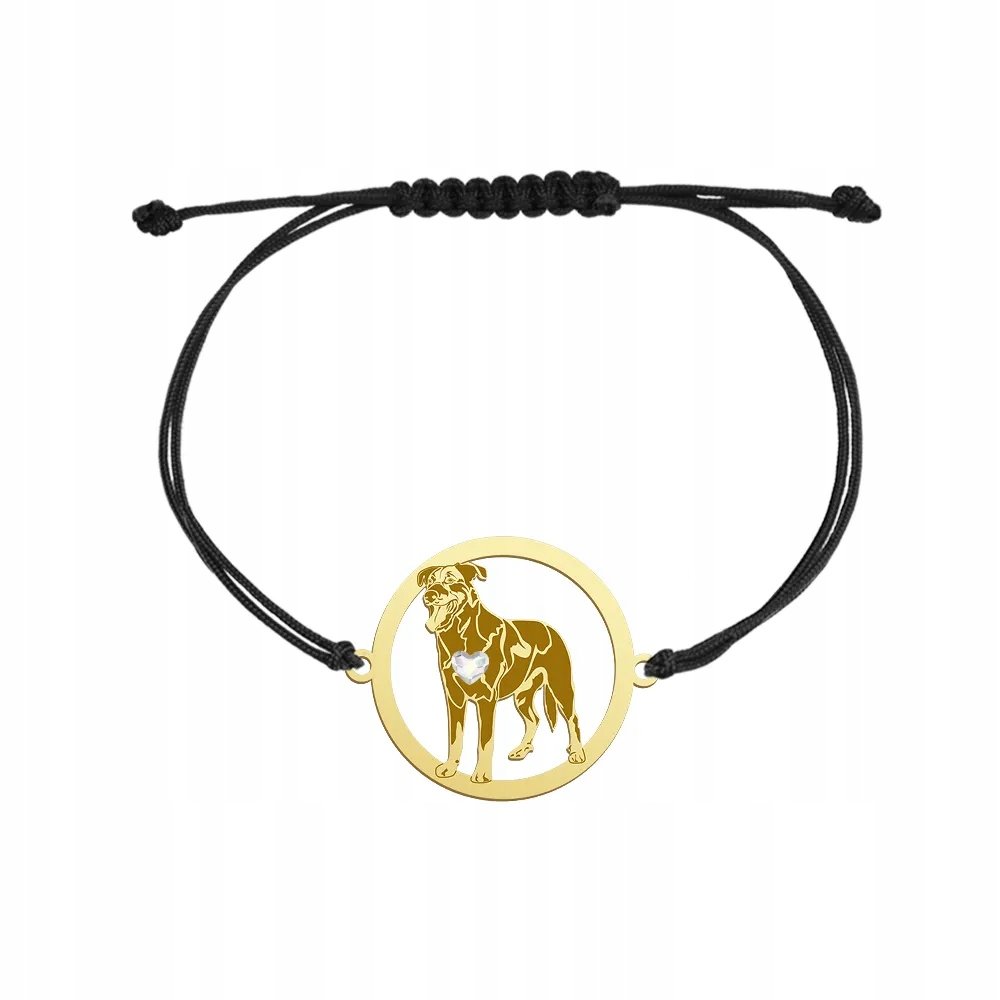 Bransoletka Złota z psem Owczarek Francuski - Beauceron 925 Prezent GRAWER