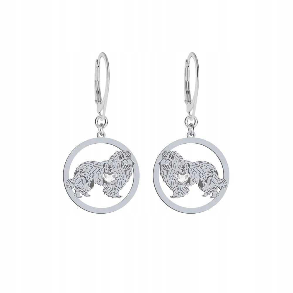 Kolczyki Srebrne z psem Owczarek Szkocki Długowłosy 925 Prezent GRAWER