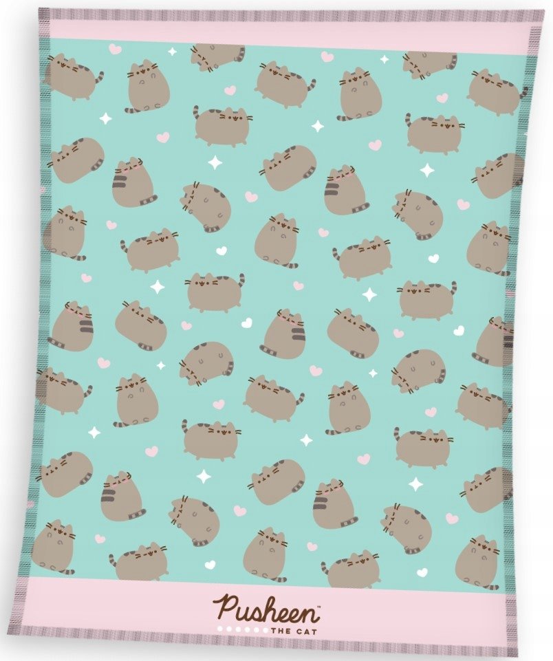 kocyk koc welur puchaty kot kotek miętowy PUSHEEN 150x200