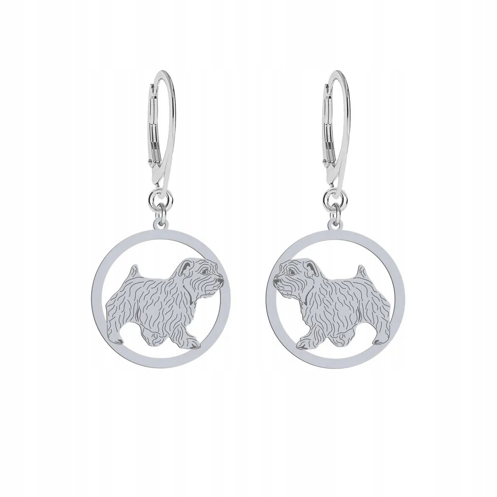 Kolczyki Srebrne z psem Norfolk Terrier 925 Biżuteria Urodziny GRAWER