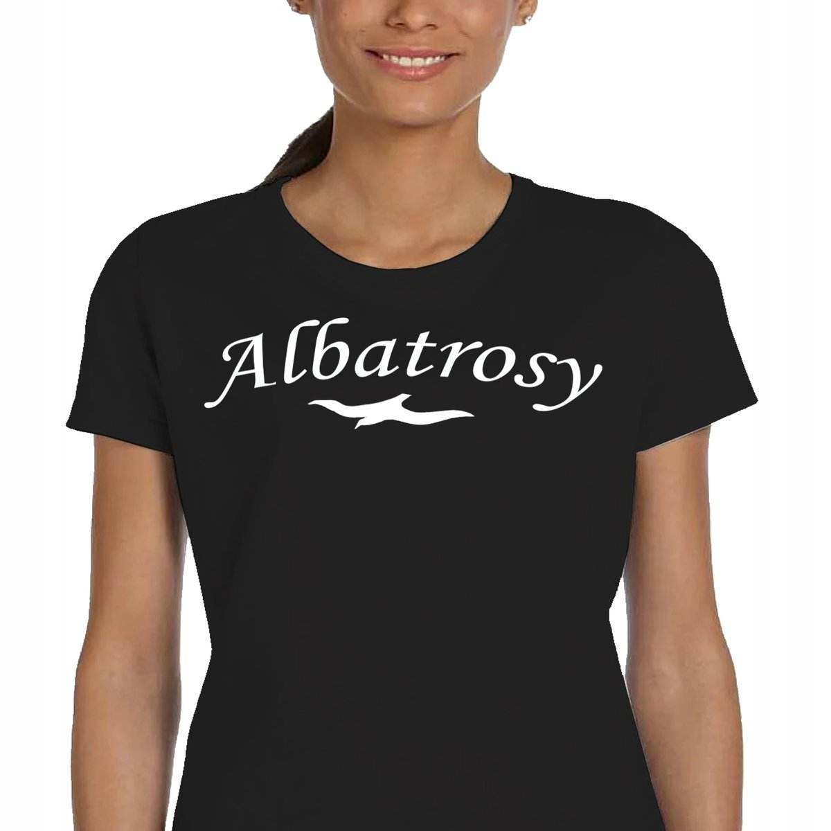 P067 DAMSKA KOSZULKA ŚMIESZNA ALBATROSY MIODOWE LATA KRAWCZYK M CZARNA