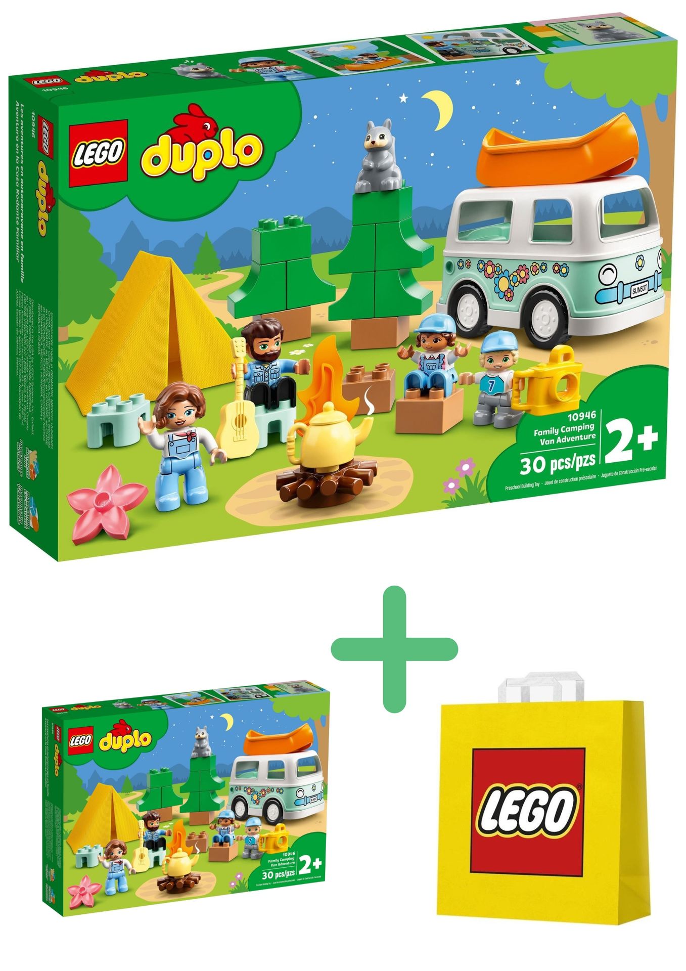 Lego Duplo Rodzinne biwakowanie kemping kamper wakacje torebka Lego