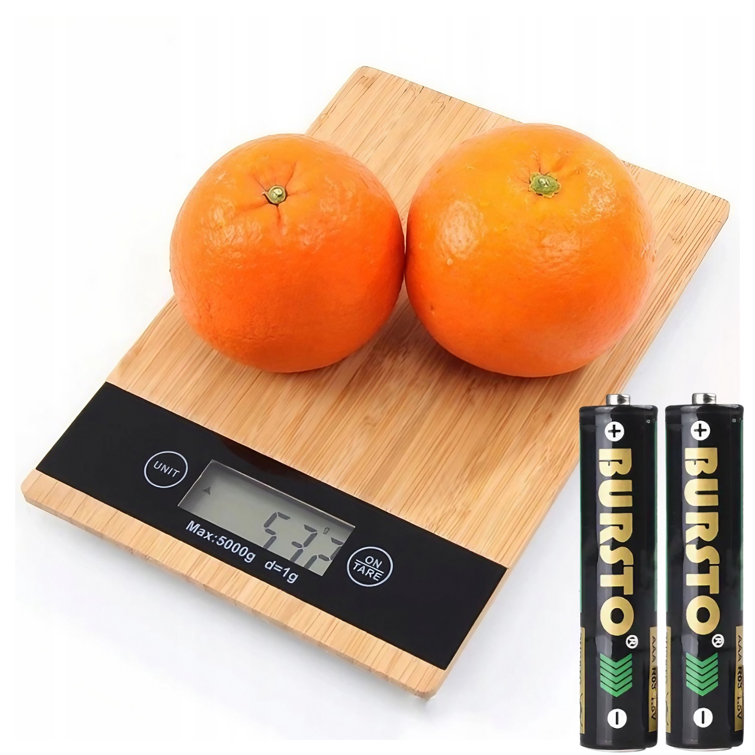 Waga Kuchenna Bambusowa elektroniczna mała drewniana 5kg do kawy baterie