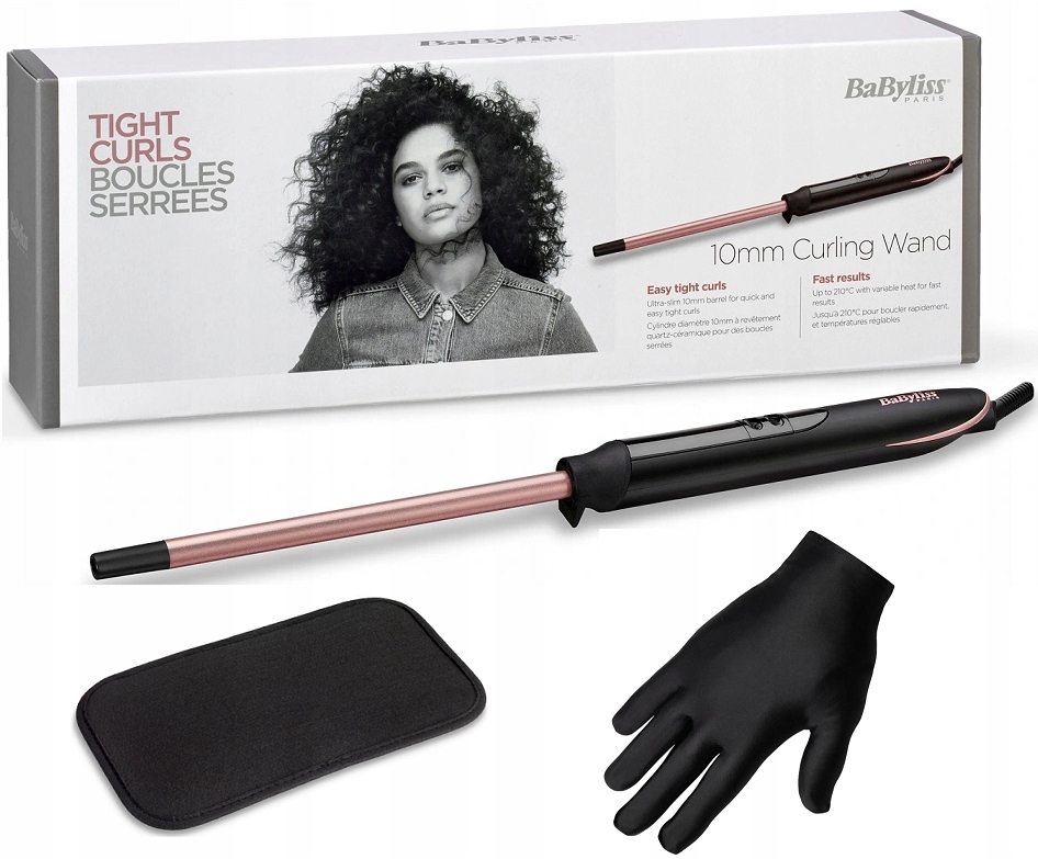 Lokówka Babyliss C449E 10mm tradycyjna stożkowa Rękawica Mata Termoochronna