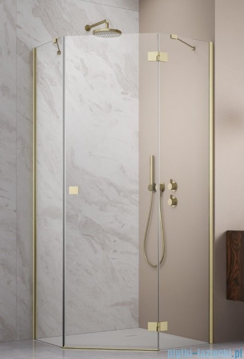 Radaway Essenza 8 Brushed Gold Ptj kabina pięciokątna 90x100cm prawa szczotkowane złoto 10490000-99-01R/10490700-01-01
