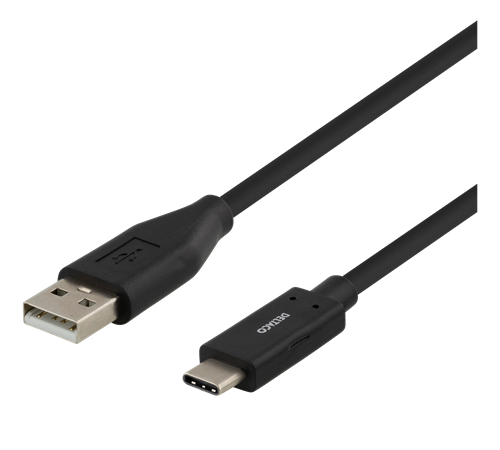 Kabel USB Deltaco USB-A - USB-C 1 m Czarny (Deltaco USB Type-C cable - 1m USB Type)