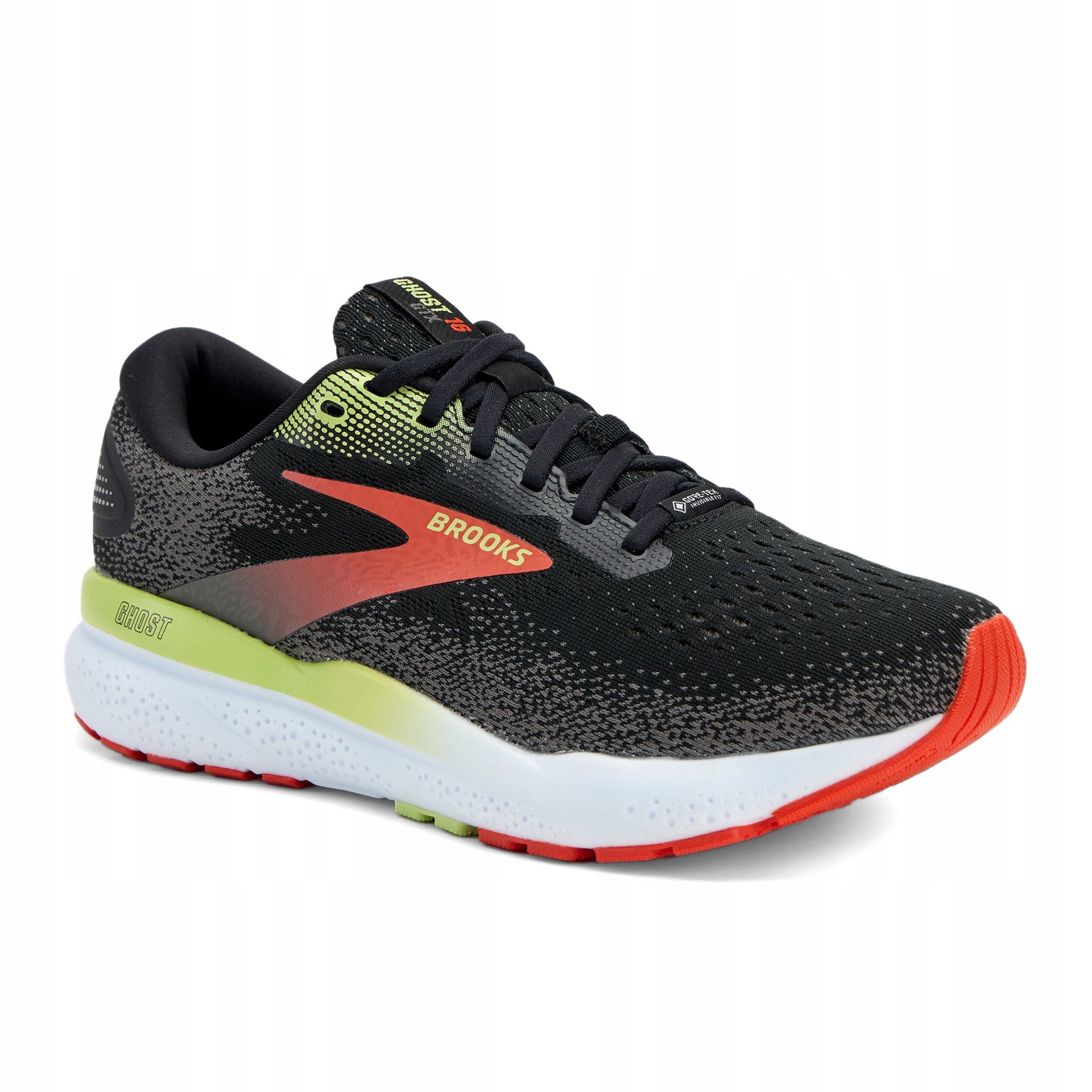 Buty do biegania męskie Brooks Ghost 16 Gtx black/mandarin red/green 45 Eu