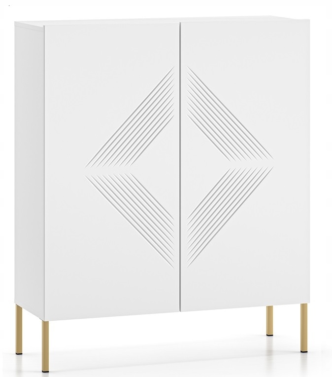 meble wysoka frezowana szafka biała komoda do salonu Clearing 01N