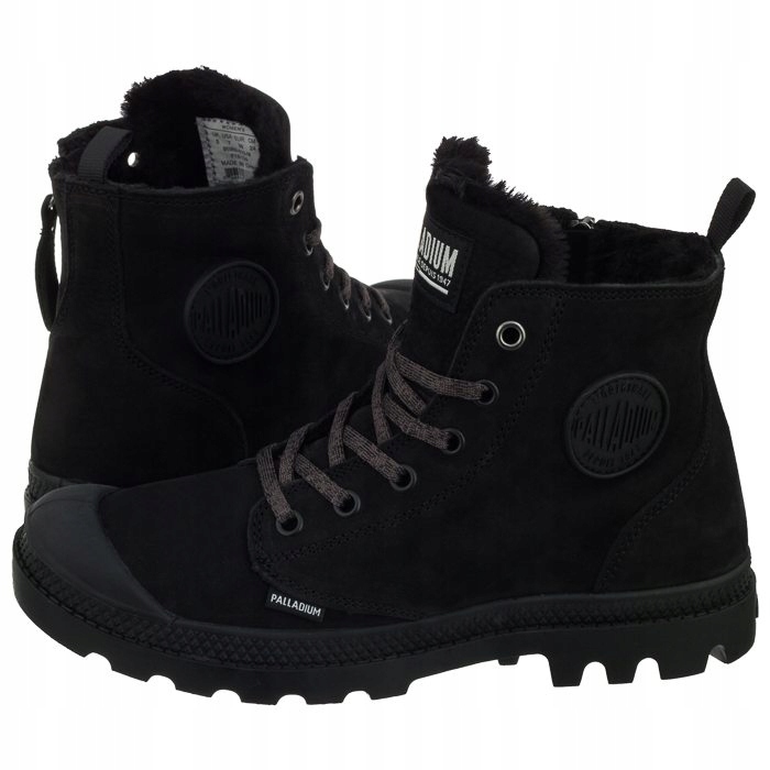Buty Trapery Damskie Zimowe Palladium Pampa Hi Zip Czarne