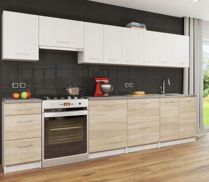 Zestaw mebli kuchennych 300 cm Filadelfia Sonoma+Biały kuchnia