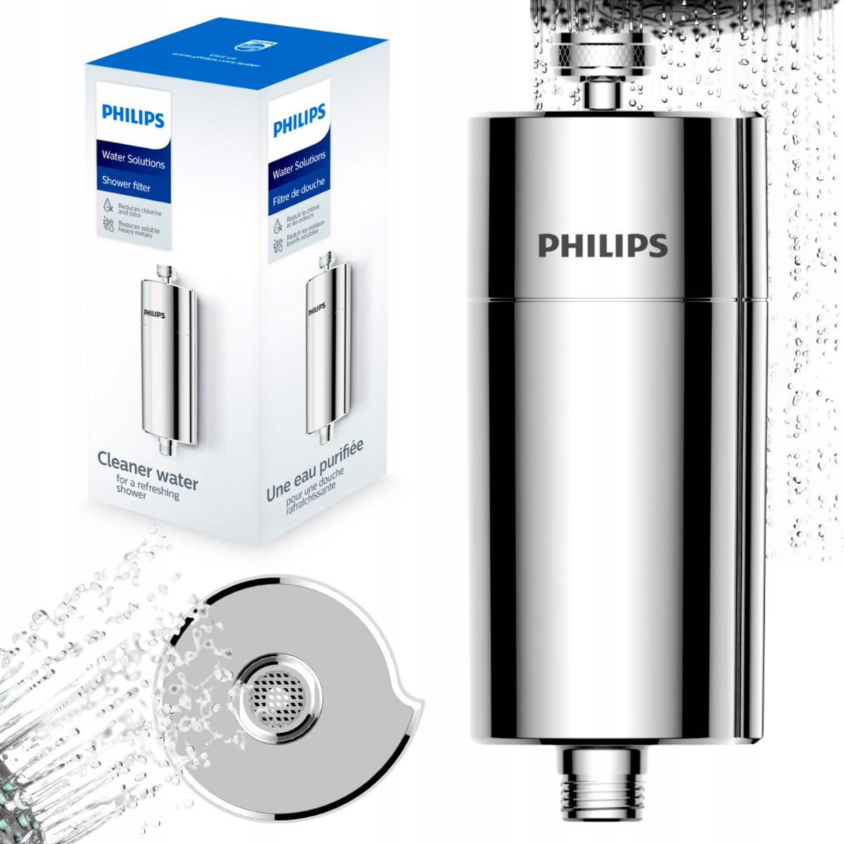 Filtr prysznicowy Philips kolor srebrny (chrom) AWP1775CH/10