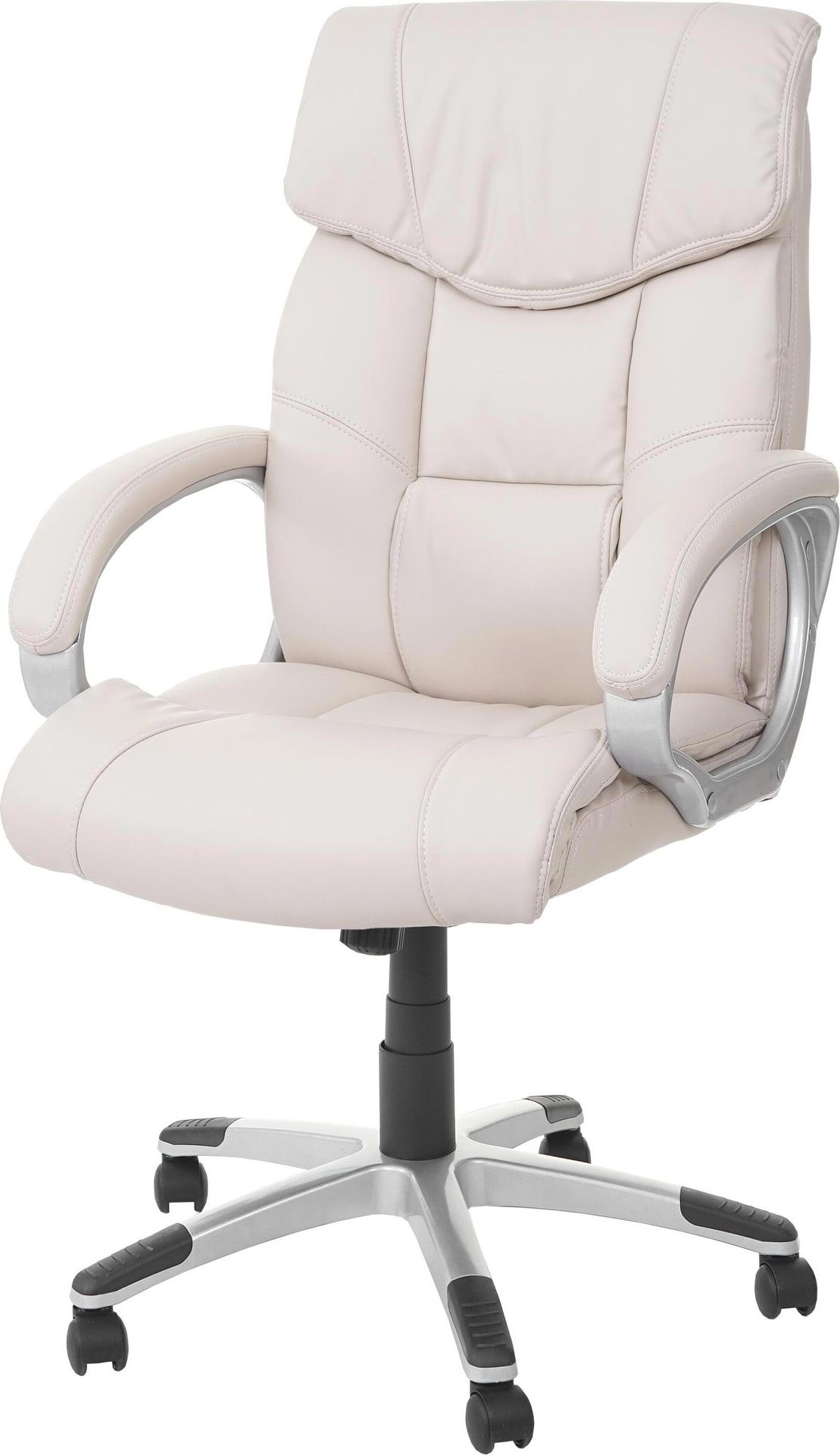 Fotel biurowy HWC-A71, fotel obrotowy, imitacja skóry ~ kremowy