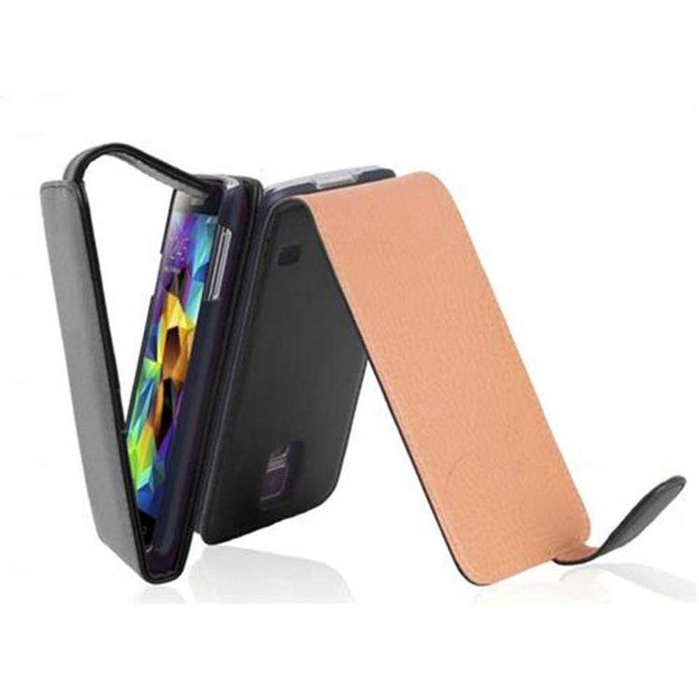 Etui Cadorabo do Samsung Galaxy S5 / S5 NEO w kolorze KAVIAR BLACK Etui na telefon komórkowy z klapką wykonane z gładkiej imitacji skóry Etui ochronne Etui z klapką w stylu książki