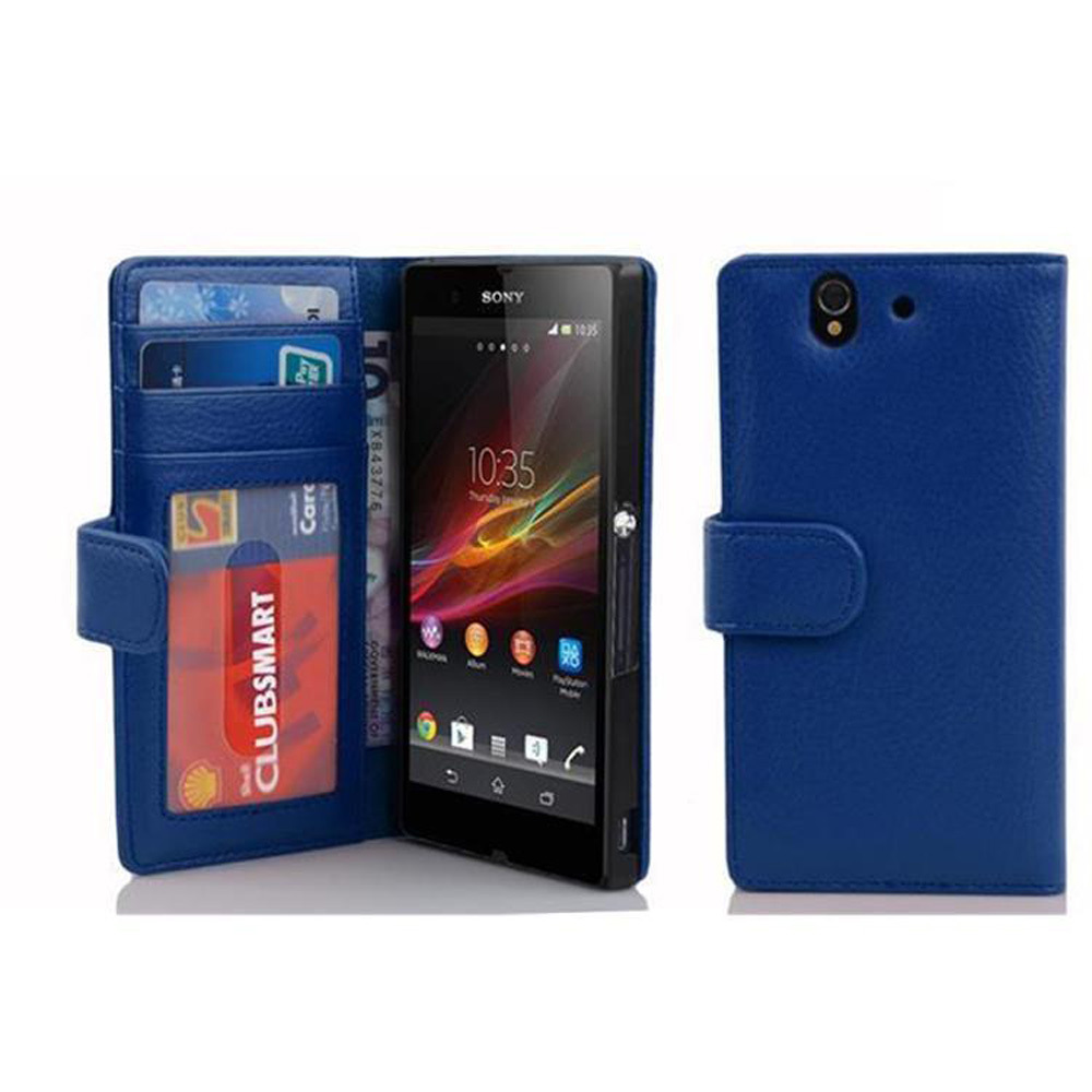 Etui Cadorabo do Sony Xperia Z w kolorze NEPTUN BLUE z magnetycznym zamknięciem i 3 miejscami na karty Etui Etui ochronne Etui z klapką w stylu książki