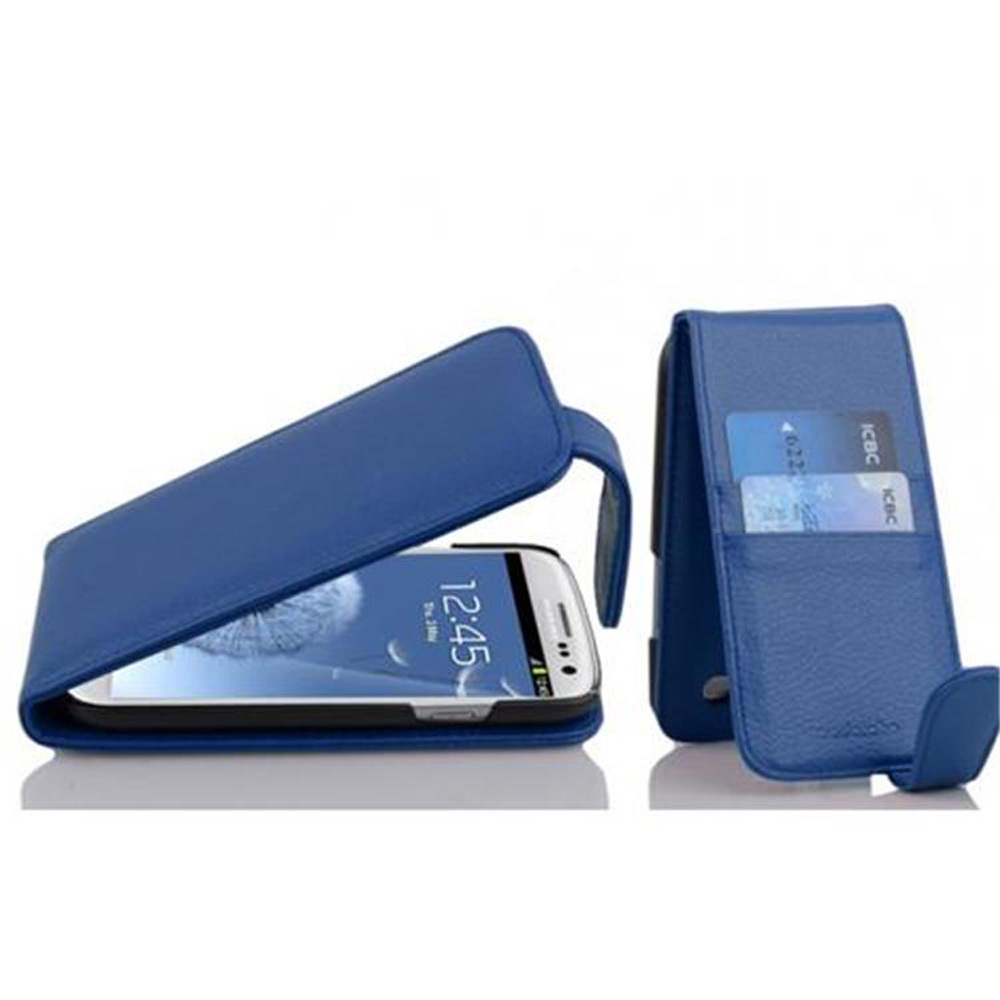 Cadorabo pokrowiec na Samsung Galaxy S3 / S3 NEO pokrowiec w kolorze niebieskim pokrowiec ochronny pokrowiec z klapką pokrowiec na telefon komórkowy pokrowiec z imitacji skóry