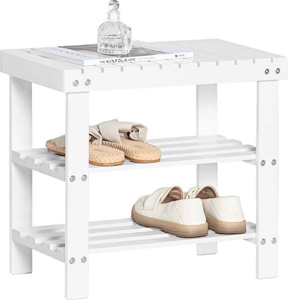SoBuy Ławka na buty Ławka na buty szeroka 50cm biała FSR02-K-W