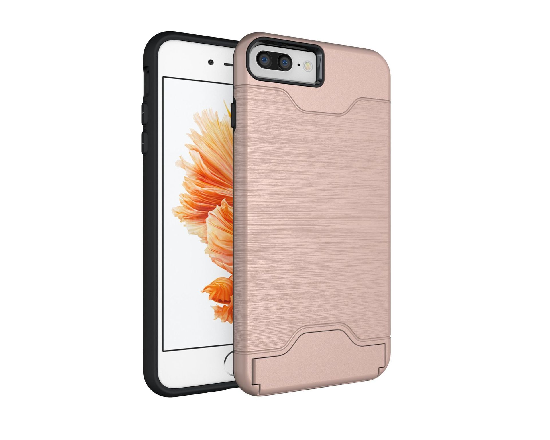 Etui ochronne do Apple iPhone 7 Plus 5,5 cala stojące twarde etui z kieszenią na karty pamięci Pokrowiec ochronny (brązowy)