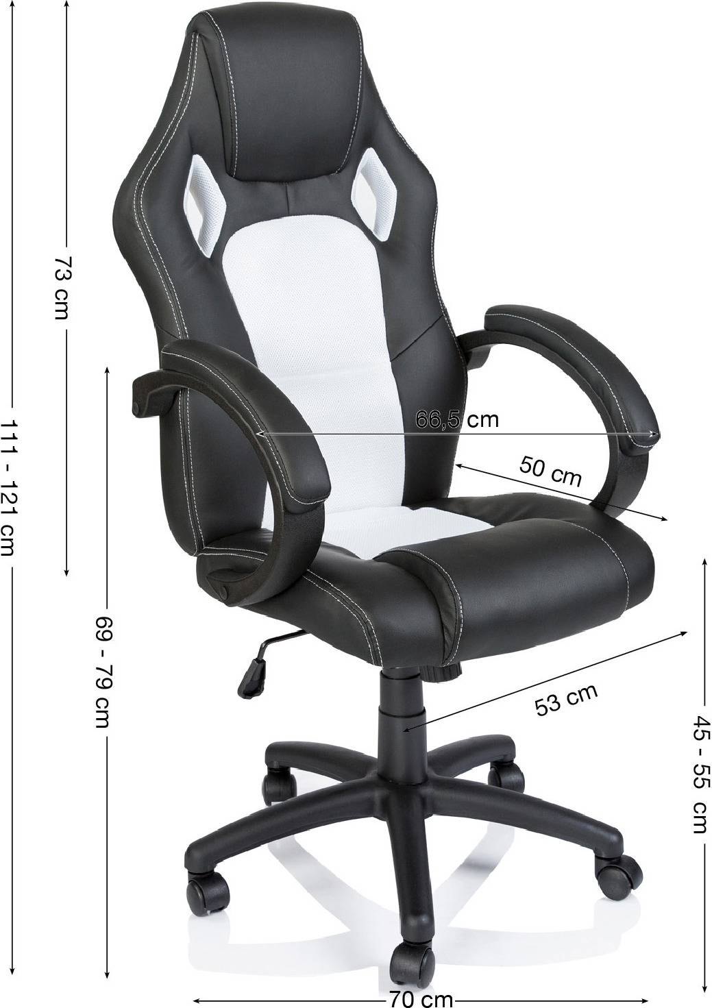 TRESKO Racing fotel gabinetowy fotel biurowy fotel obrotowy fotel sportowy fotel biurowy fotel biurowy czarny/biały