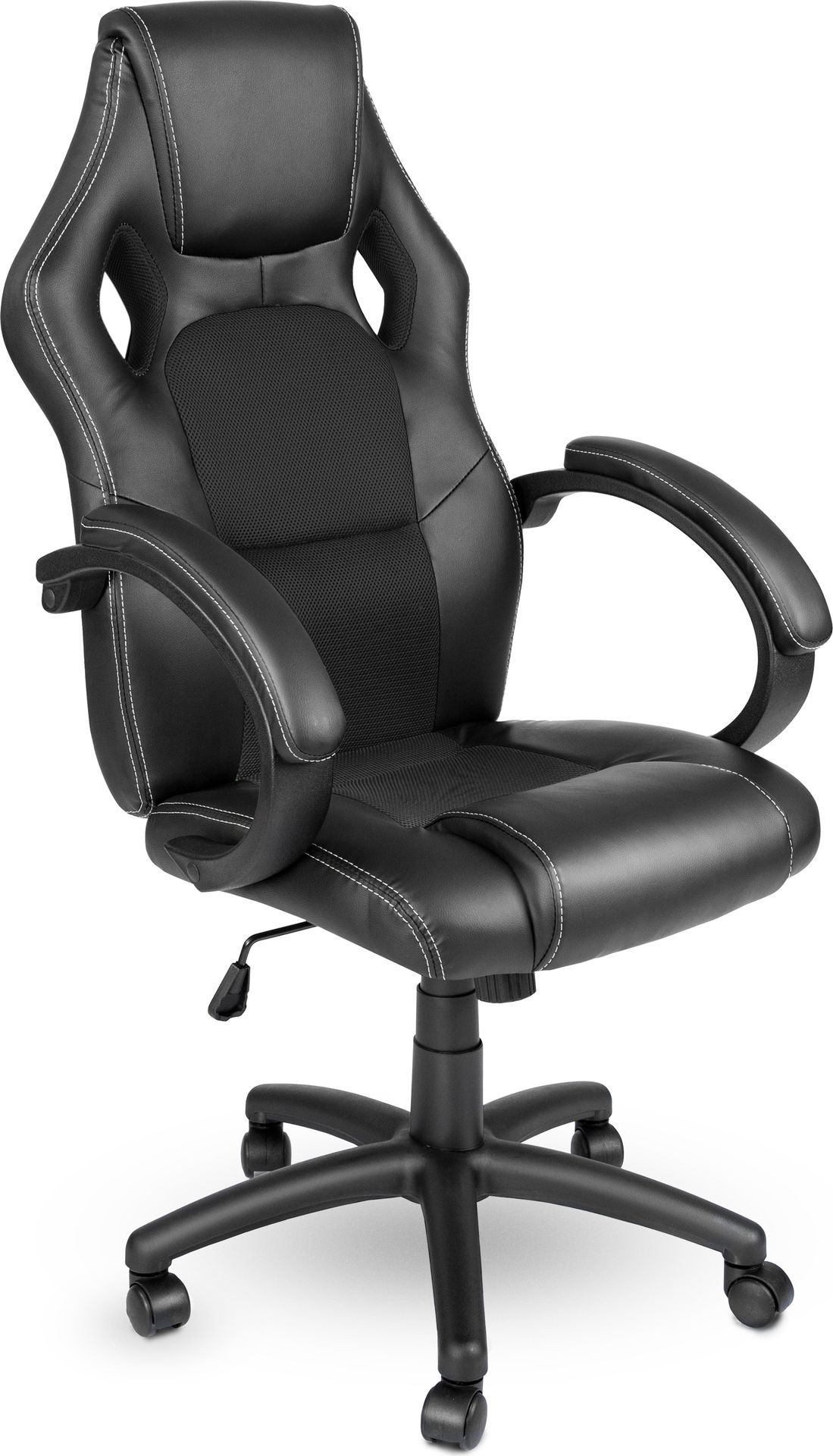 Fotel biurowy TRESKO Racing krzesło obrotowe fotel sportowy krzesło biurowe krzesło do biurka czarny/czarny