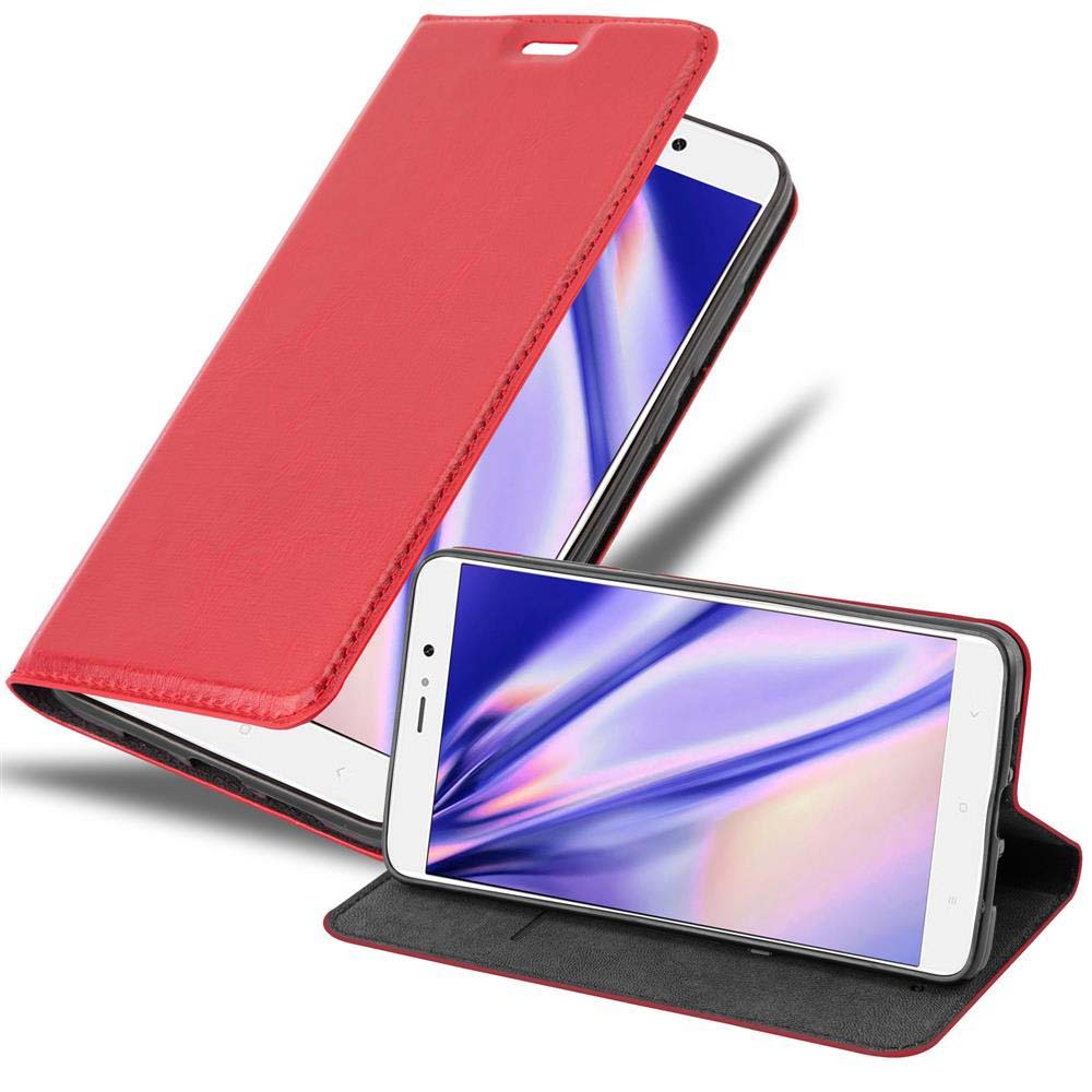 Etui Cadorabo do Xiaomi Mi 5S PLUS w kolorze APPLE RED Etui na telefon komórkowy z magnetycznym zamknięciem, funkcją podstawki i miejscem na kartę Etui Etui ochronne Etui z klapką w stylu książki