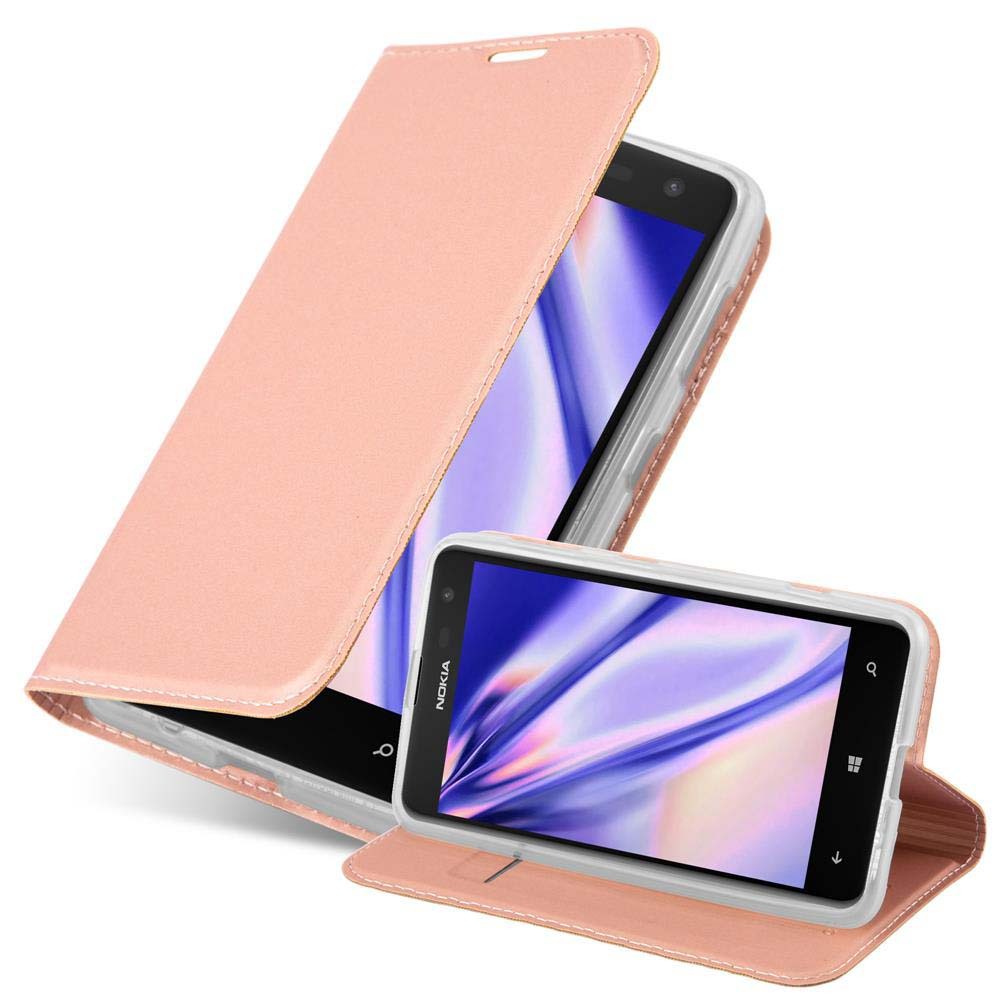 Etui Cadorabo do Nokia Lumia 625 w kolorze CLASSY ROSÉ GOLD z zapięciem magnetycznym, funkcją podstawki i miejscem na kartę Etui Etui ochronne Etui z klapką w stylu książki