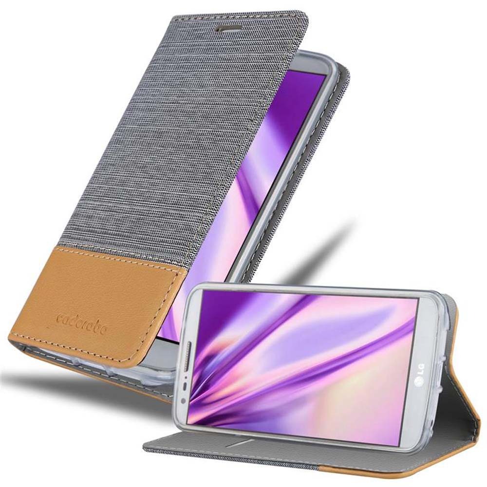 Cadorabo Etui do LG G2 MINI w kolorze LIGHT GREY BROWN Etui na telefon komórkowy z magnetycznym zamknięciem, funkcją podstawki i miejscem na kartę Etui Etui ochronne Etui z klapką w stylu książki