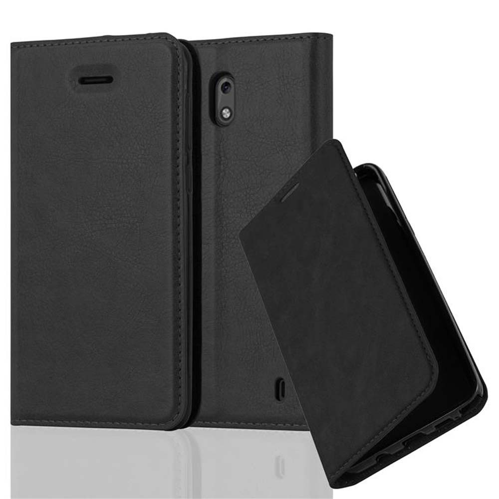 Etui Cadorabo na telefon komórkowy Nokia 2 2017 w kolorze NIGHT BLACK z zapięciem magnetycznym, funkcją podstawki i miejscem na karty Etui Etui ochronne Etui z klapką w stylu książki