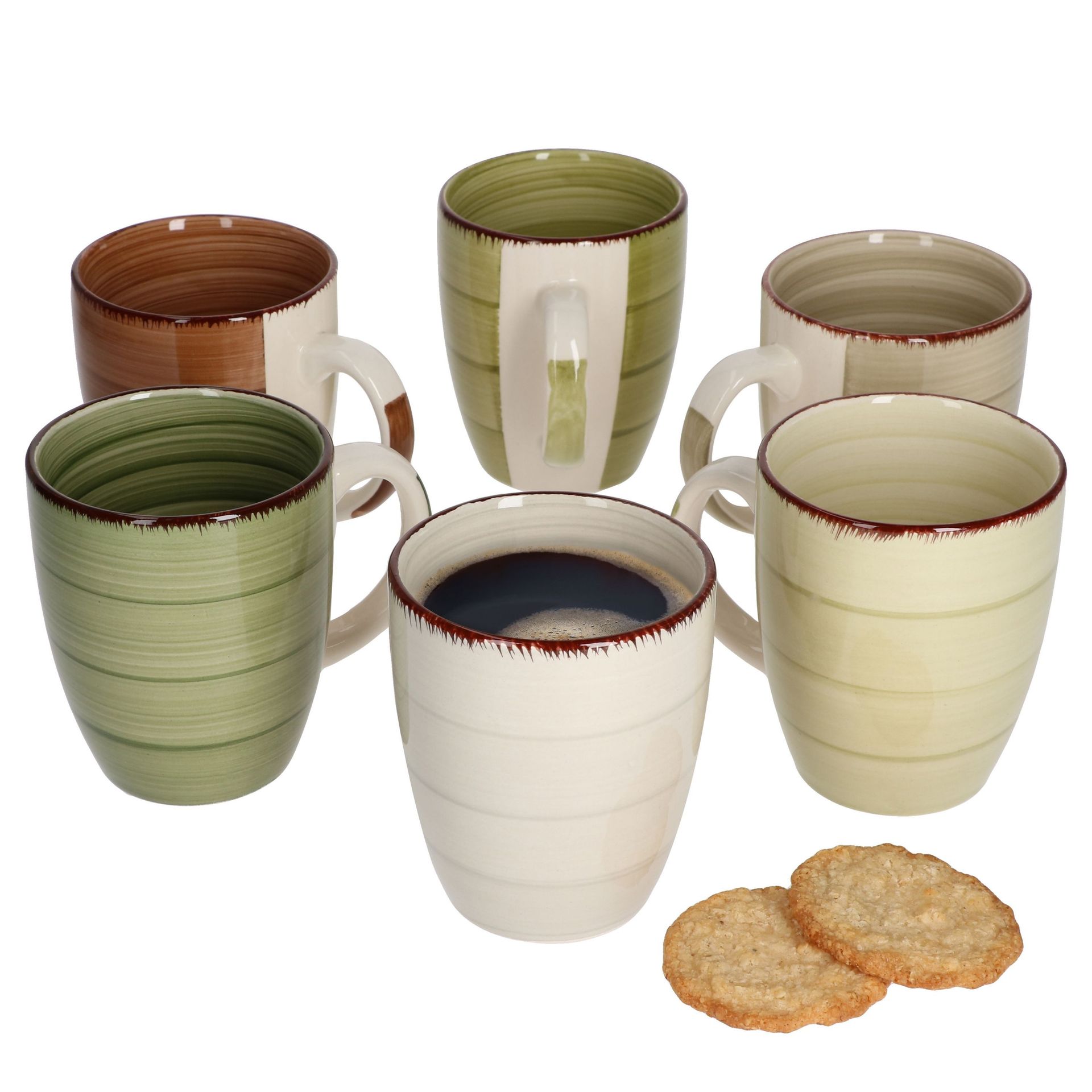 zestaw 6 kubków do kawy Nature styl country Ø 8,7 cm 300 ml dzbanek do herbaty rustykalny wygląd