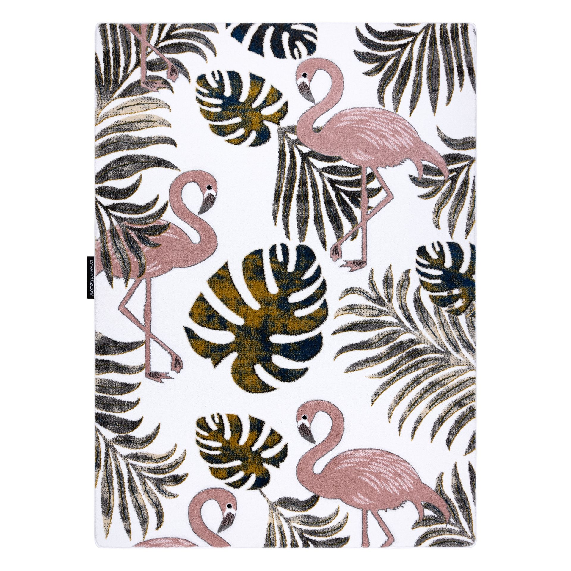 Dywan PETIT GARDEN FLAMINGI LIŚCIE MONSTERY krem beżowy 140x190 cm