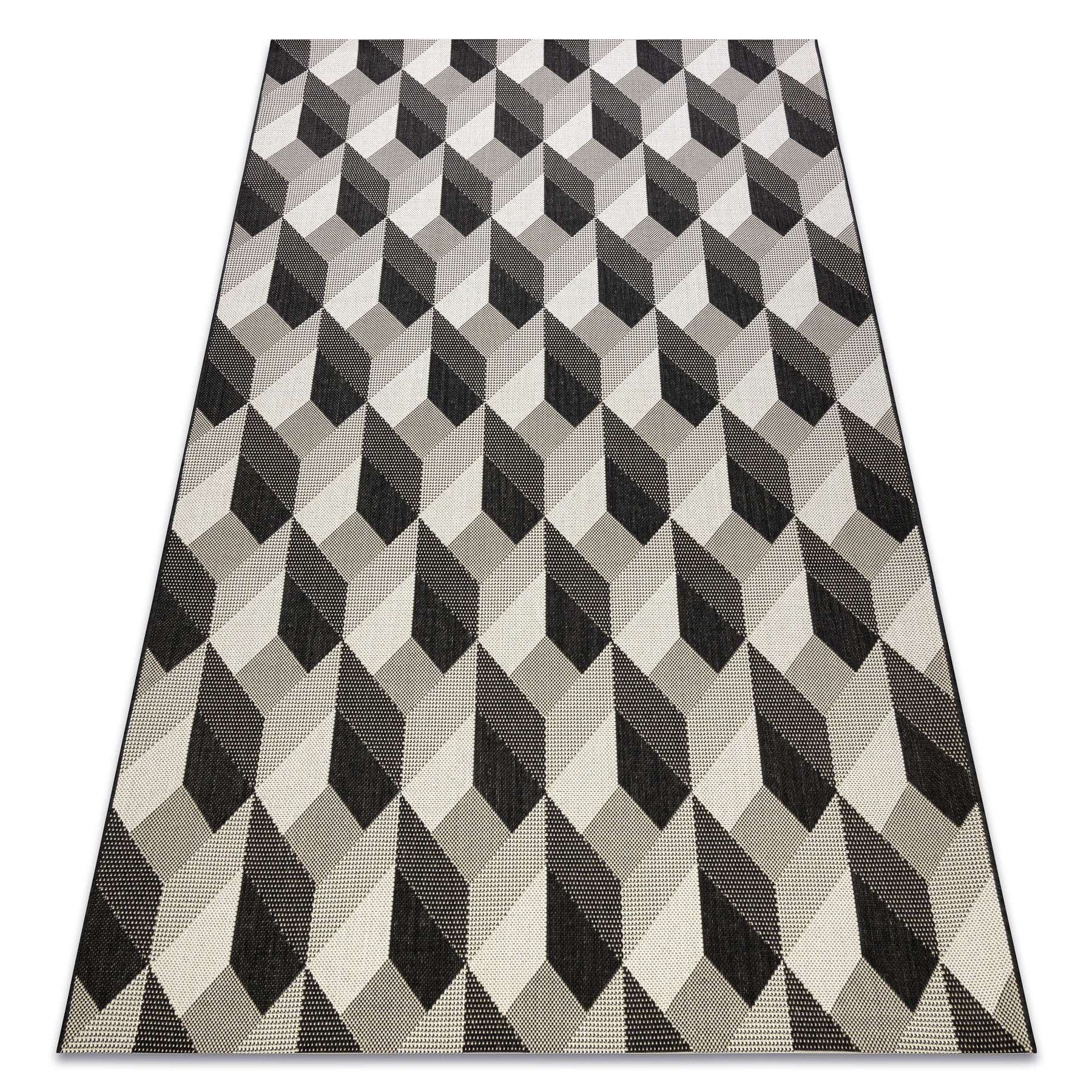 Dywan SZNURKOWY SIZAL FLAT 48624/690 KOSTKI 3D czarny 160x230 cm
