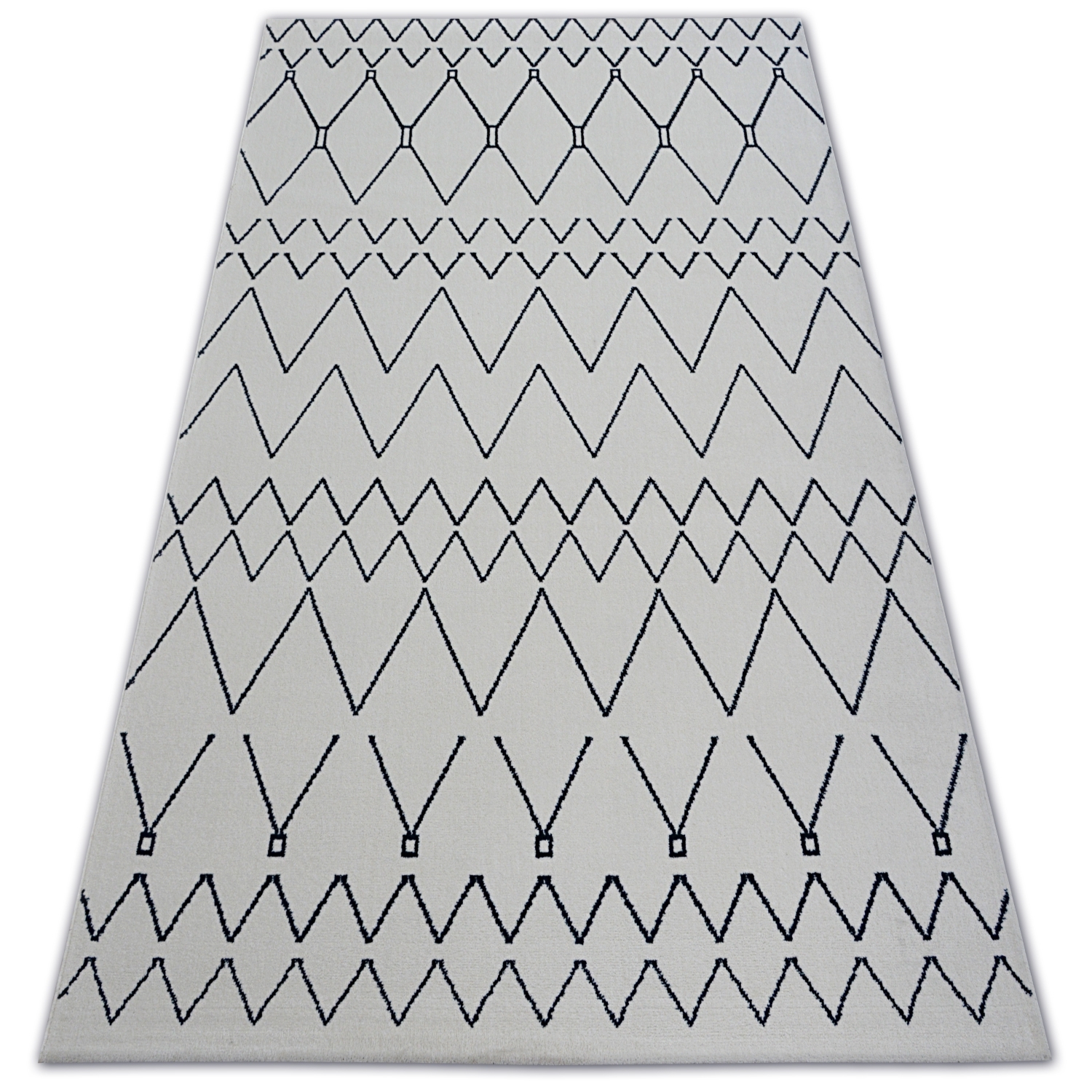 Dywan SENSE Micro 81249 ZYGZAK ETNO /niebieski biały 160x230 cm