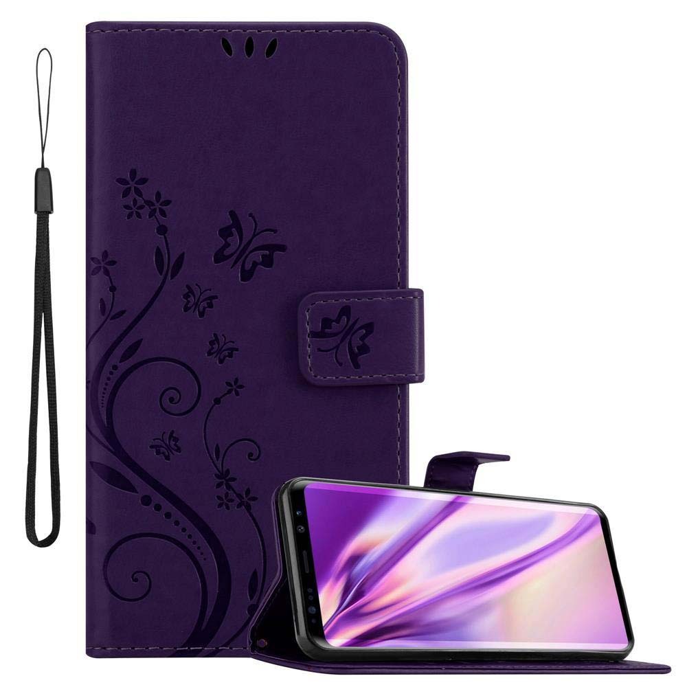 Cadorabo pokrowiec na Samsung Galaxy S9 fioletowy pokrowiec ochronny pokrowiec na telefon komórkowy pokrowiec w kwiaty pokrowiec w kwiaty