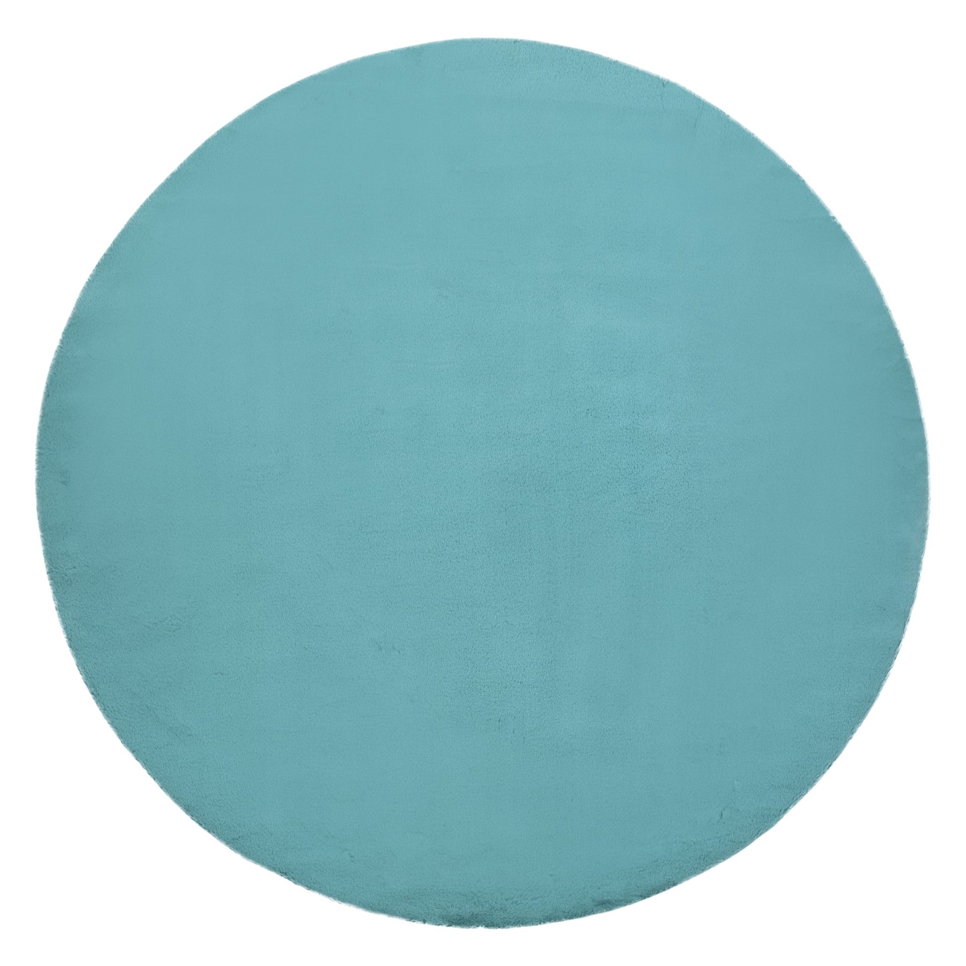 Dywan BUNNY koło aqua IMITACJA FUTRA KRÓLIKA niebieski koło 80 cm
