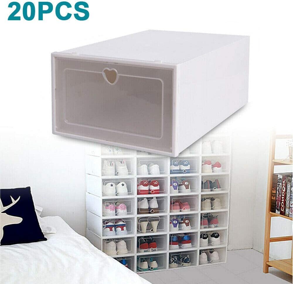 20 stojaków na buty przezroczyste pudełko na buty stojak na buty pudełko do przechowywania pudełko do przechowywania butów pudełko do przechowywania butów sztaplowane pudełka do przechowywania
