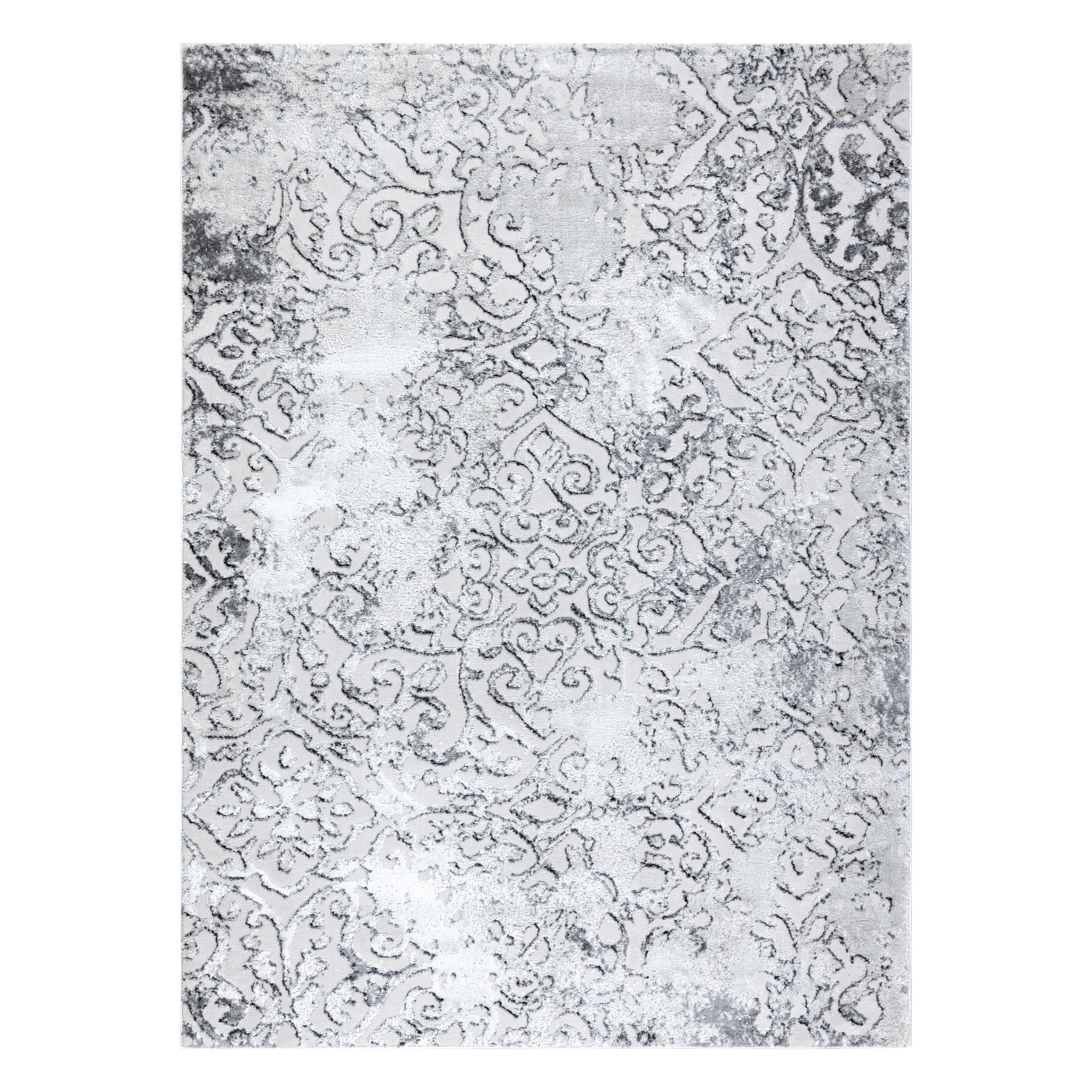 Dywan MEFE nowoczesny 8724 Ornament vintage przecierany - Strukturalny, dwa poziomy runa szary 200x290 cm