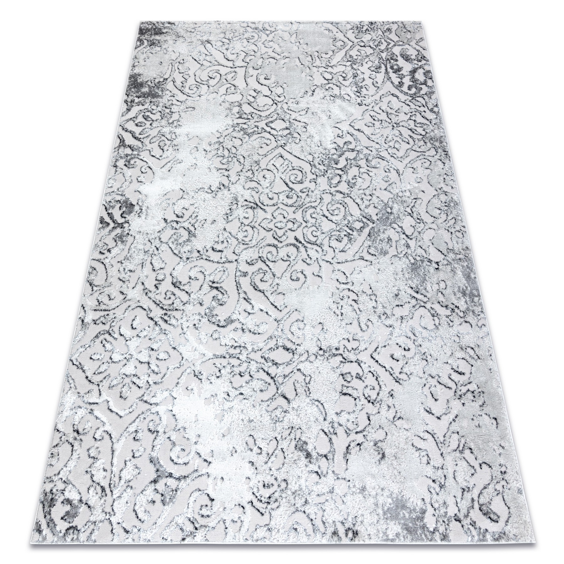 Dywan MEFE nowoczesny 8724 Ornament vintage przecierany - Strukturalny, dwa poziomy runa szary 180x270 cm