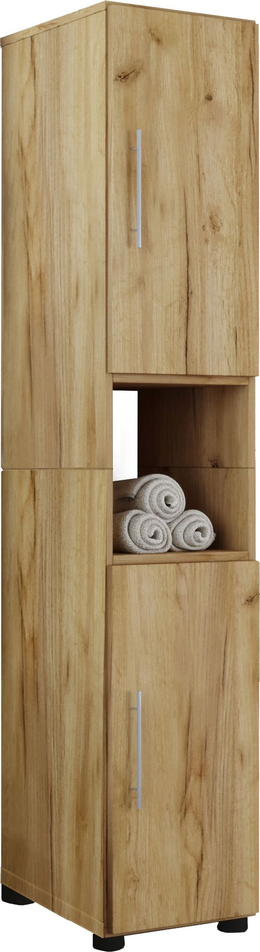 Flandu wysoka szafka łazienkowa wysoka z 2 drzwi,Replika dąb miodowy.