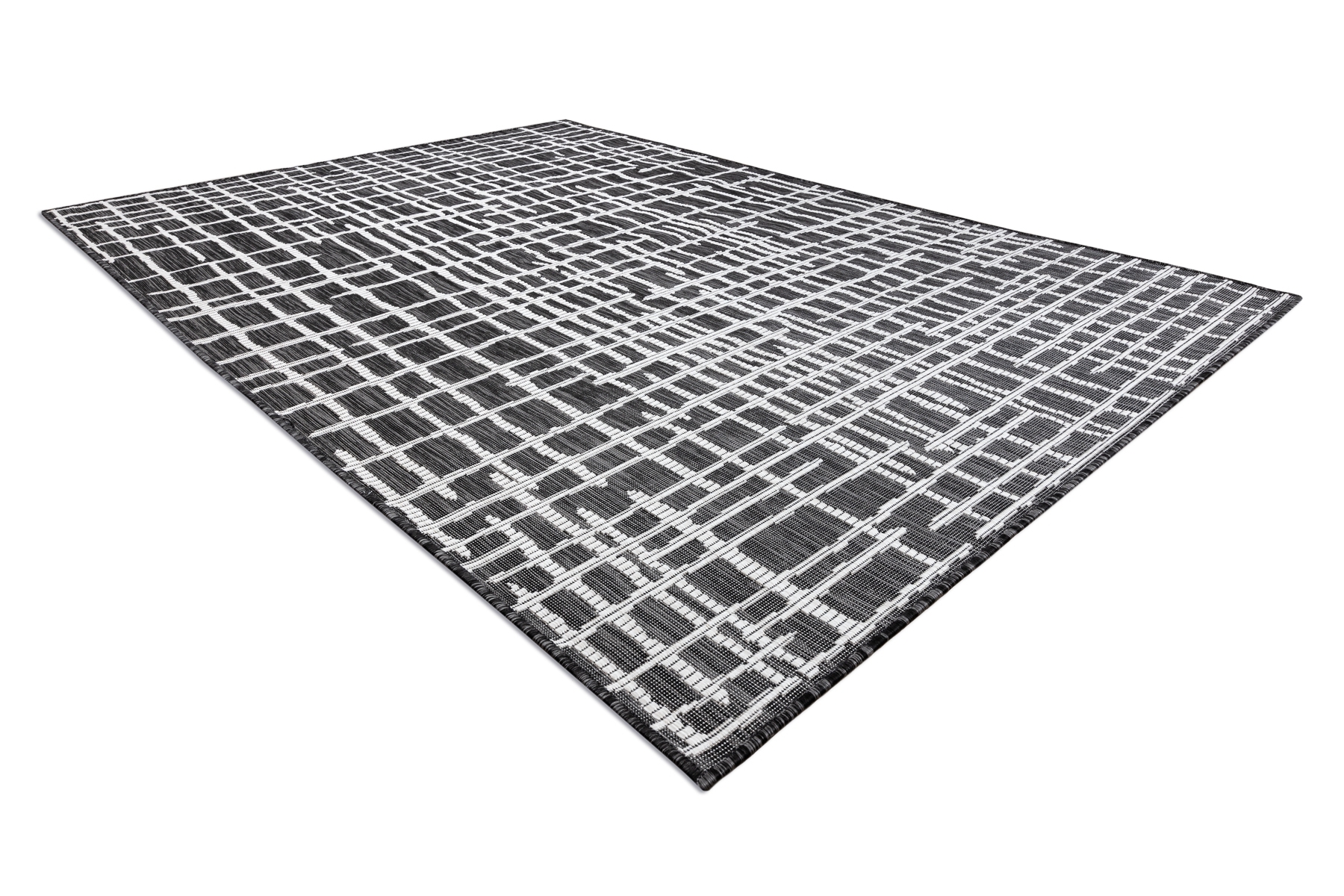 Dywan SZNURKOWY SIZAL SION Kratka, Linie 22144 płaskie tkanie / ecru czarny 200x290 cm