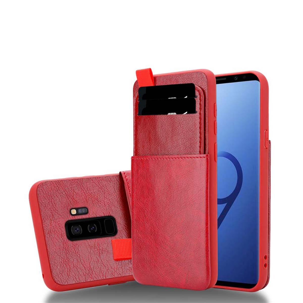Etui ochronne Cadorabo do Samsung Galaxy S9 PLUS w kolorze czerwonym etui na telefon komórkowy etui TPU wysuwane kieszenie na karty