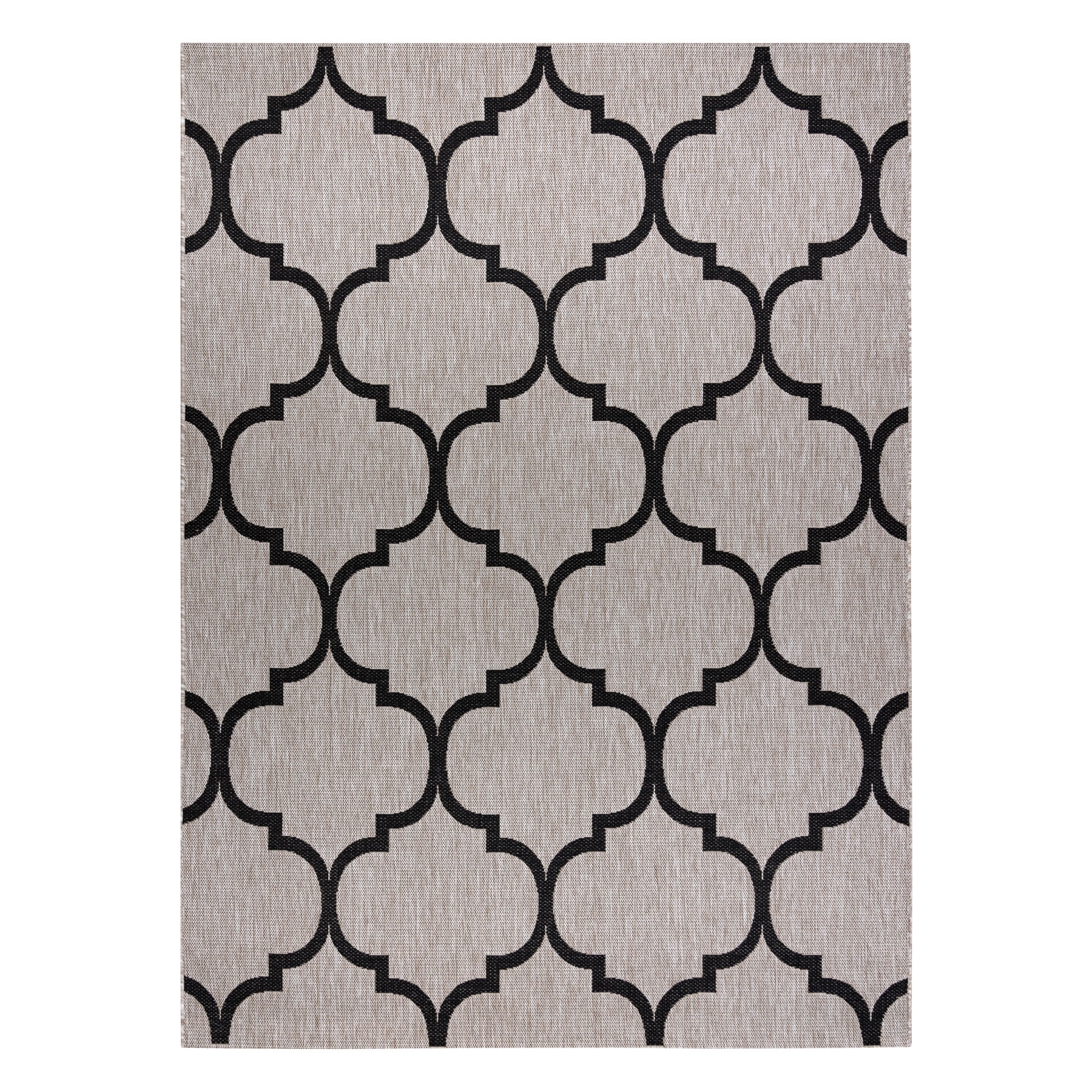 DYWAN SZNURKOWY SIZAL FLOORLUX 20608 , koniczyna marokańska, trellis srebrny / czarny beżowy 240x330 cm