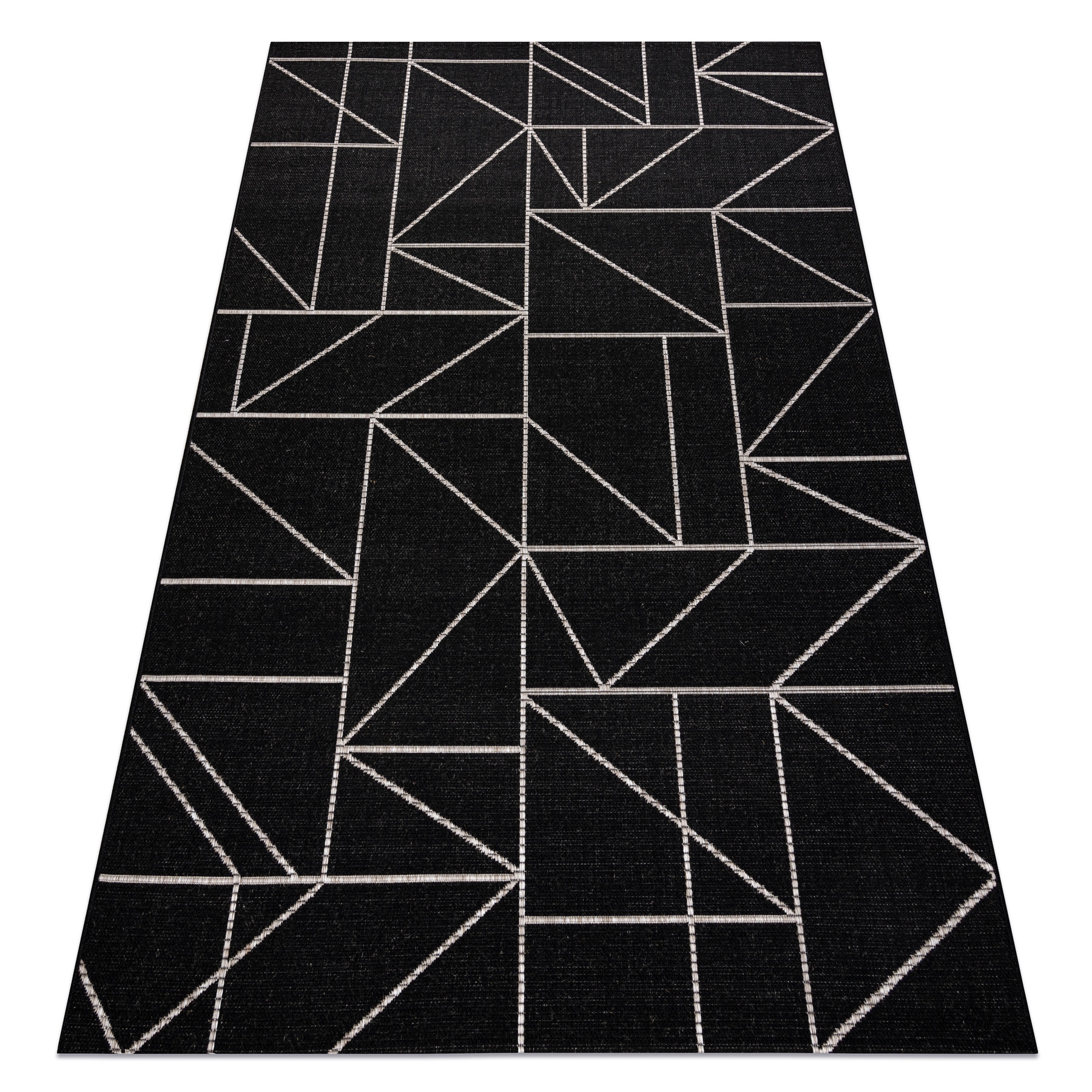 DYWAN SZNURKOWY SIZAL FLOORLUX 20605 black / silver TRÓJKĄTY, GEOMETRYCZNY czarny 120x170 cm