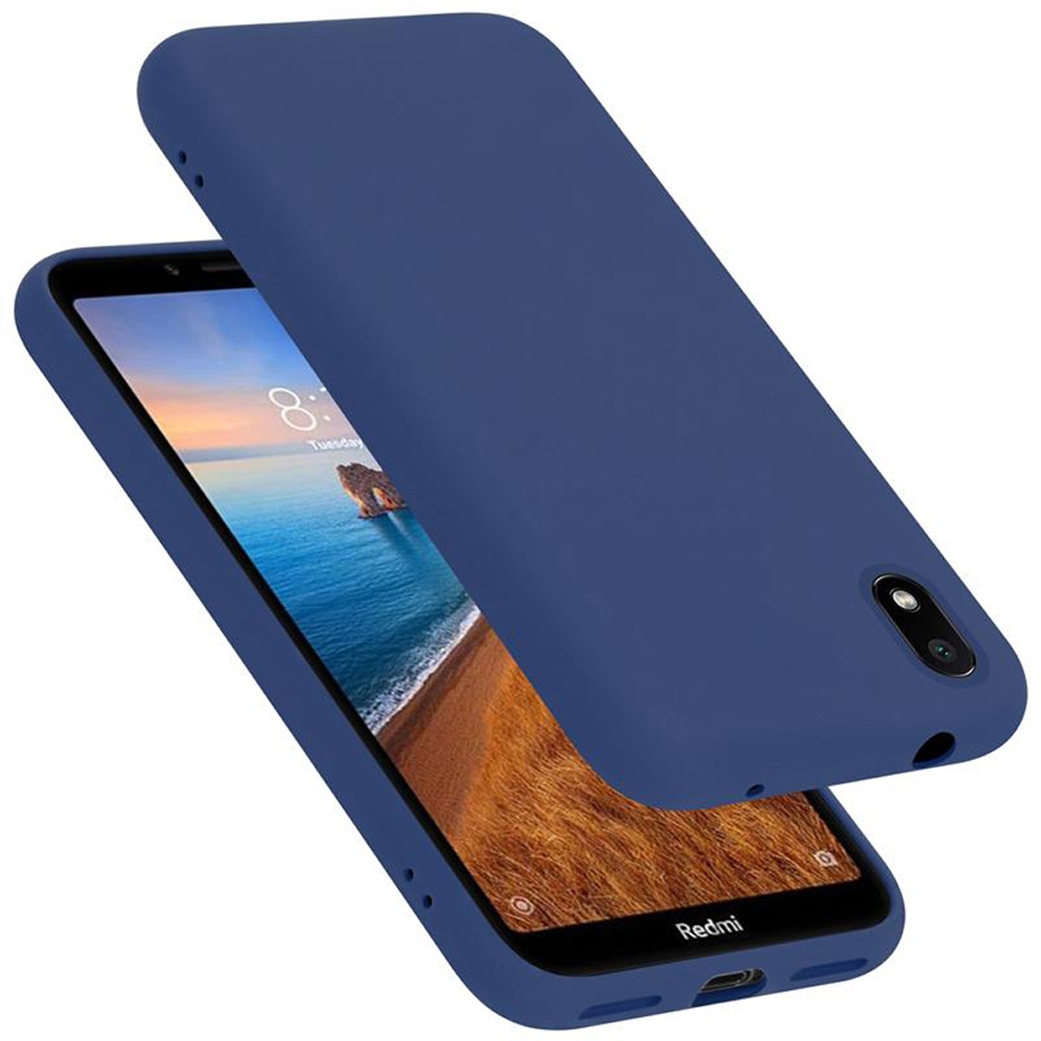 Etui Cadorabo do Xiaomi RedMi 7A w kolorze LIQUID BLUE Etui na telefon komórkowy wykonane z elastycznego silikonowego etui TPU Ultra Slim Soft Back Cover Case Bumper