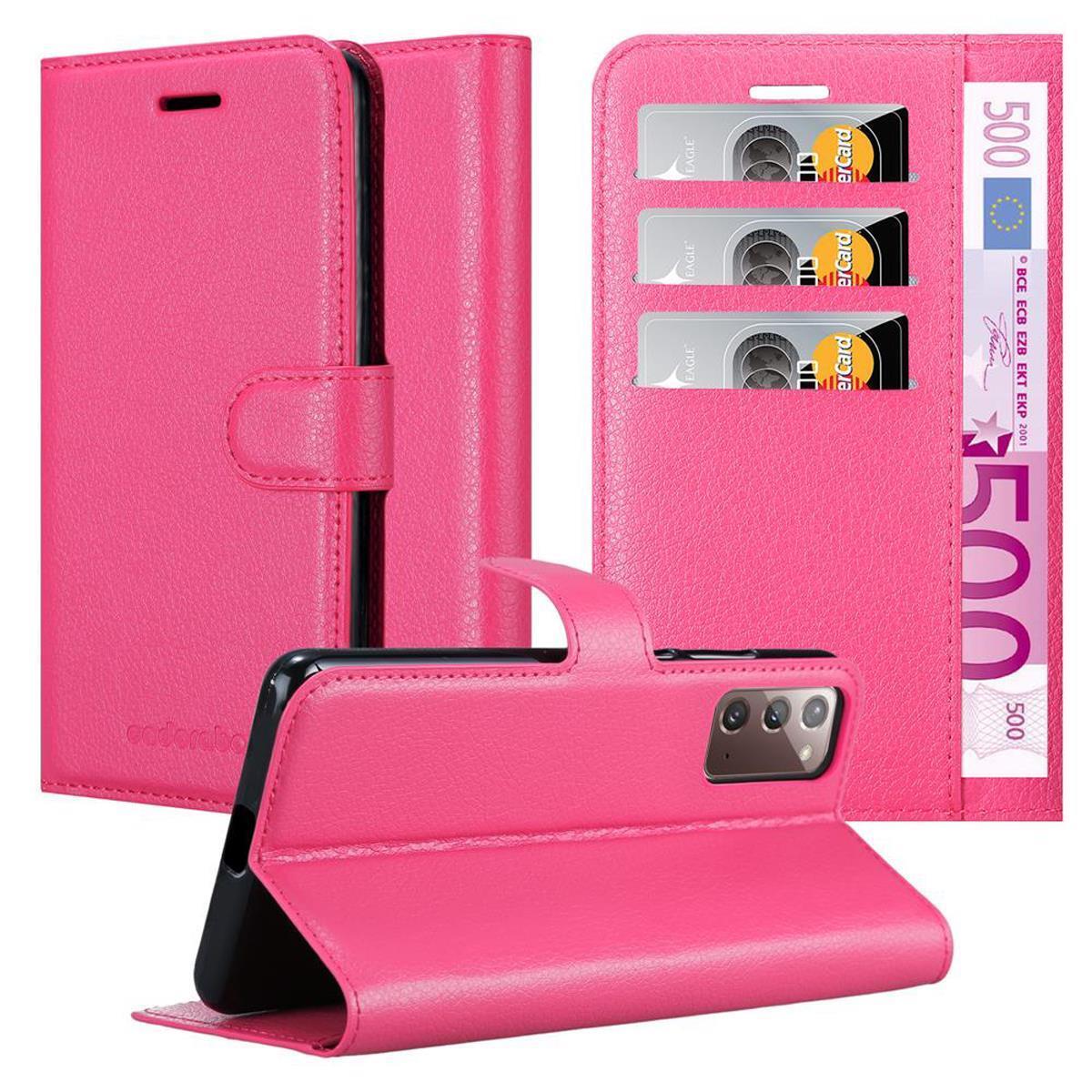 Etui Cadorabo do Samsung Galaxy NOTE 20 w kolorze CHERRY PINK etui na telefon komórkowy z magnetycznym zamknięciem, funkcją podstawki i kieszenią na kartę etui ochronne etui z klapką w stylu książki