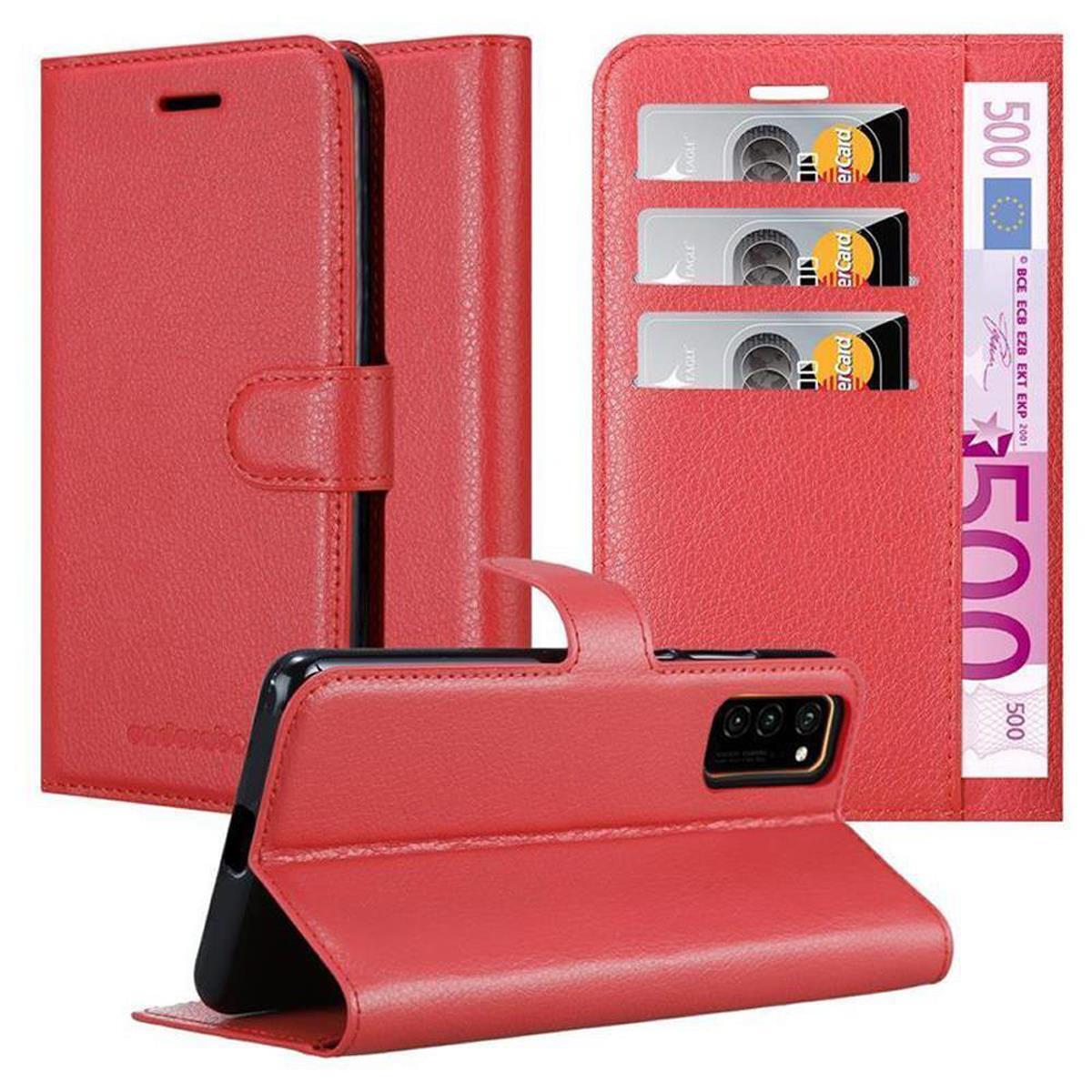 Etui Cadorabo do Honor View 30 w kolorze KARMIN RED Etui na telefon komórkowy z magnetycznym zamknięciem, funkcją podstawki i miejscem na kartę Etui Etui ochronne Etui z klapką w stylu książki