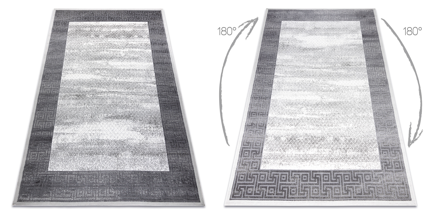 Dywan NOBLE nowoczesny 1512 64 Ramka, grecki vintage przecierany - Strukturalny, dwa poziomy runa krem / szary beżowy 200x290 cm