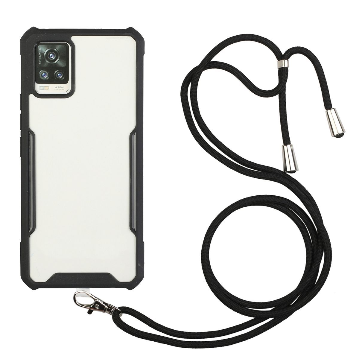 König Design Etui kompatybilne z Samsung Galaxy A72 5G Plastikowe etui na telefon komórkowy z łańcuszkiem - Etui na telefon komórkowy Czarne
