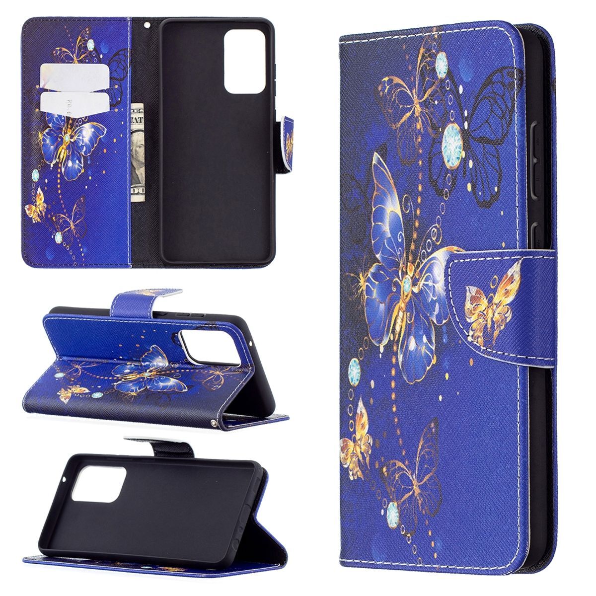 Pokrowiec König Design kompatybilny z etui na telefon Samsung Galaxy A72 5G ze skóry syntetycznej - Niebieskie etui na telefon komórkowy