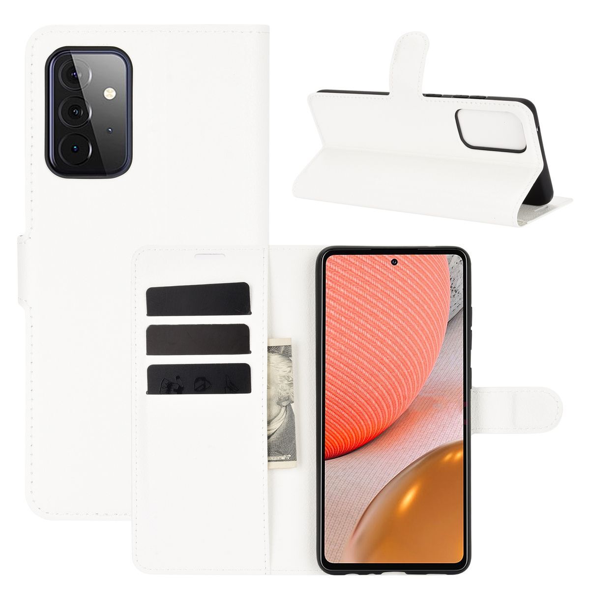Pokrowiec König Design kompatybilny z Samsung Galaxy A72 5G z syntetycznej skóry - Etui na telefon biały