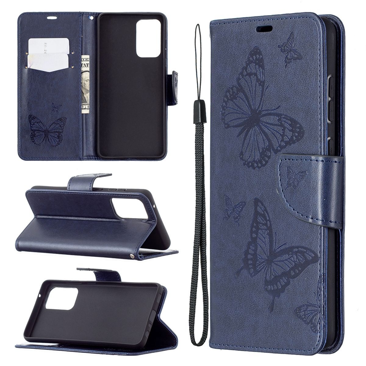 Pokrowiec König Design kompatybilny z etui na telefon Samsung Galaxy A72 5G ze skóry syntetycznej - Niebieskie etui na telefon komórkowy